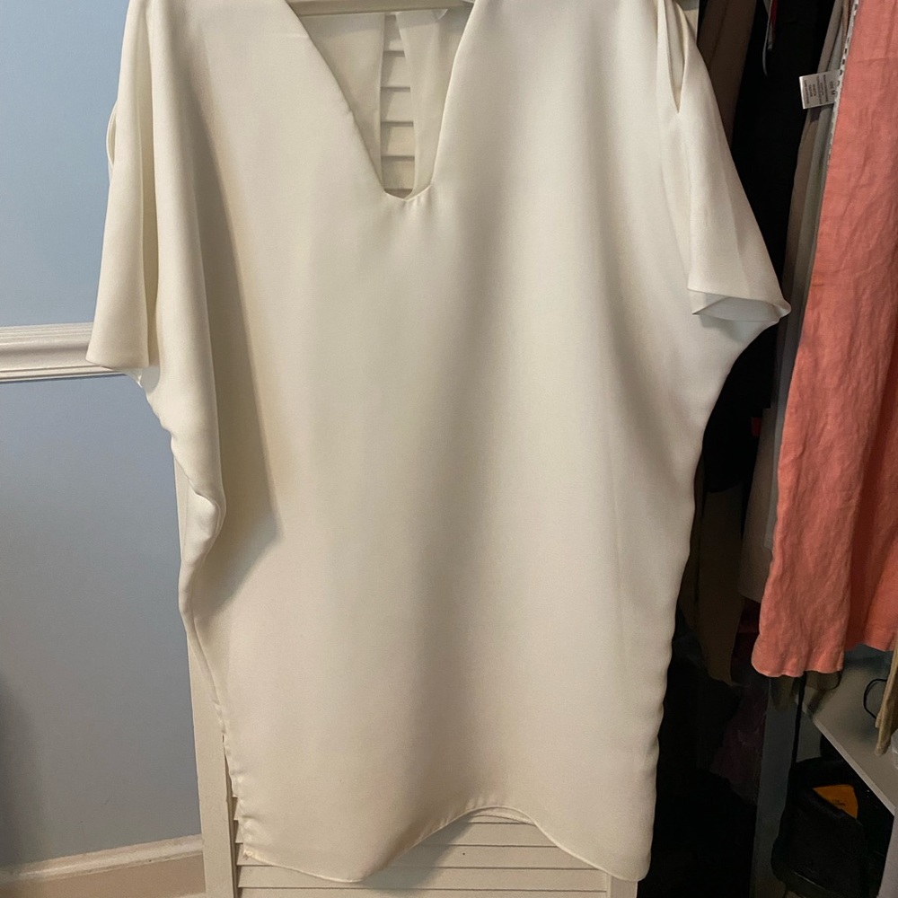 Mini White Badgley Mischka dress mesh front
